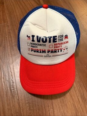 I Vote Purim Party Trucker Hat - Blue, White & Red